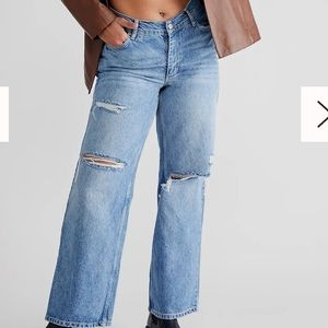 Free people wee the free curvy feverpitch boyfriend blue hi-rise denim